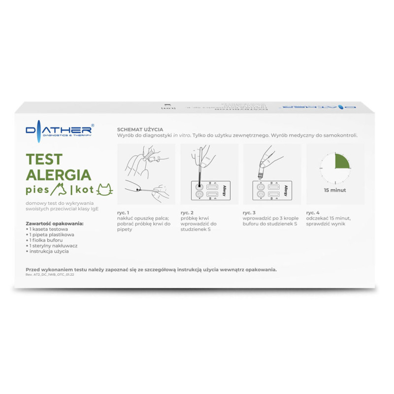 Test na alergie na sierść zwierząt ALERGIA pies-kot 1szt