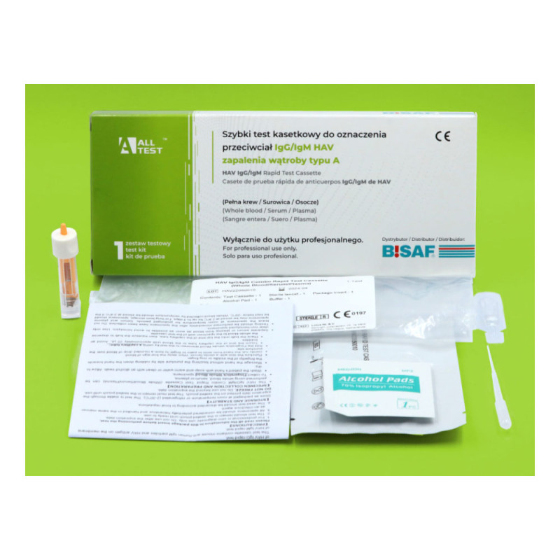 Test kasetkowy do oznaczania przeciwciał IgG / IgM HAV zapalenia wątroby typu A 100szt