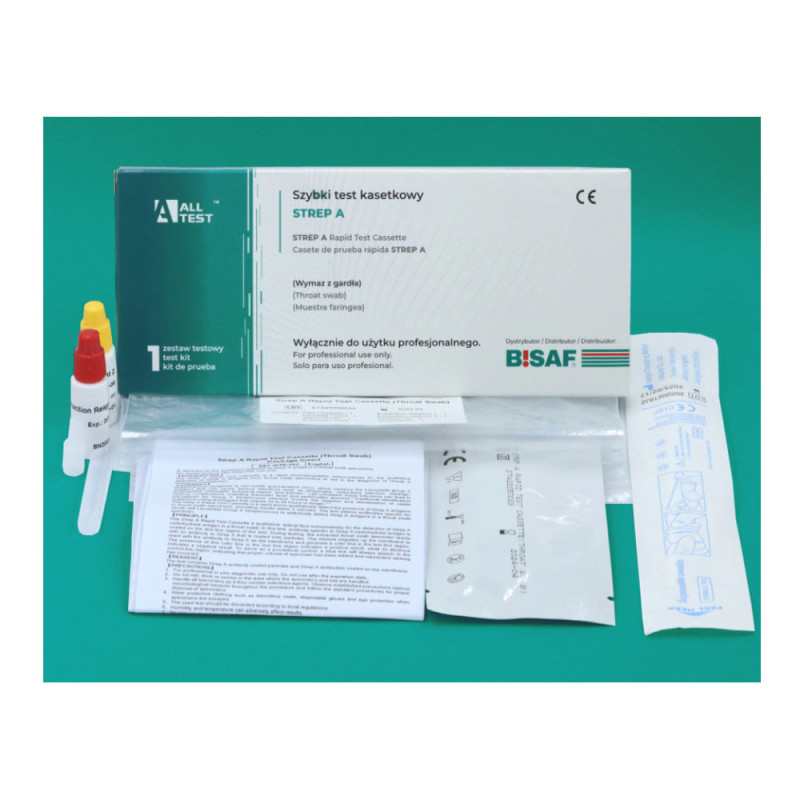 Test strep - kasetkowy test na anginę bakteryjną Strep A (wykrywanie antygen&oacute;w) 100 szt