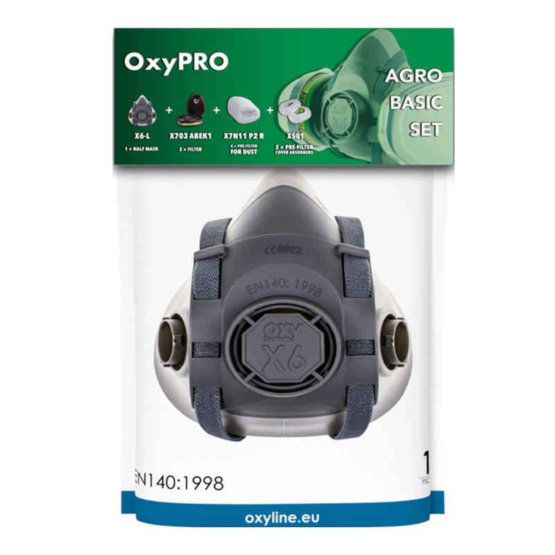 Maska do oprysk&oacute;w zestaw OxyPro Agro Basic M (X6 rozm. M + X703ABEK1 + X501 + X7N11P2)