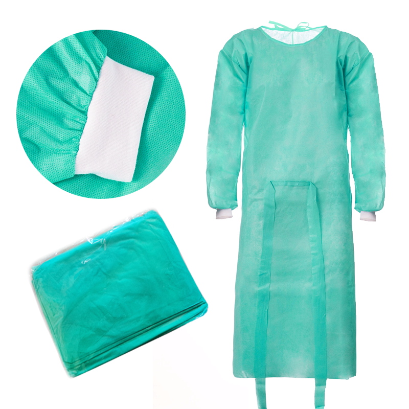 Fartuch medyczny zielony L z mankietem (flizelina 40g) 50szt