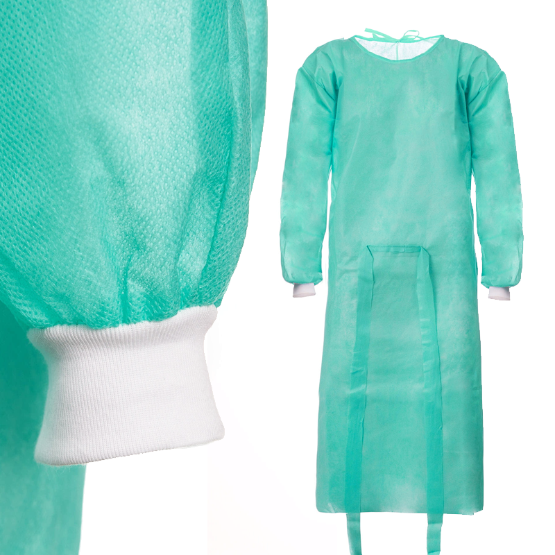 Fartuch medyczny zielony L z mankietem (flizelina 40g) 50szt