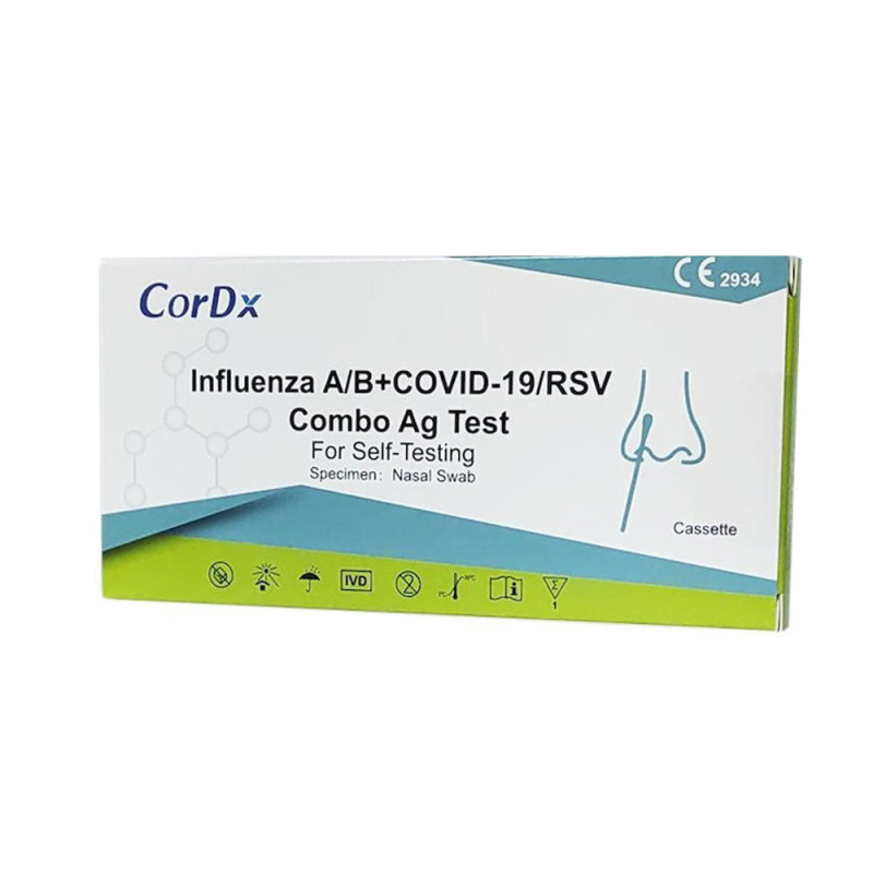Test combo 4w1 CorDx wymazowy test na RSV grypa A grypa B sars-cov do samokontroli 100szt