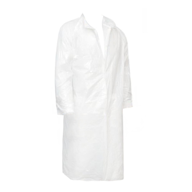 Fartuch foliowy na napy fartuch wodoodporny z kołnierzykiem biały 125cm x 150cm (folia PE 45g) 500szt