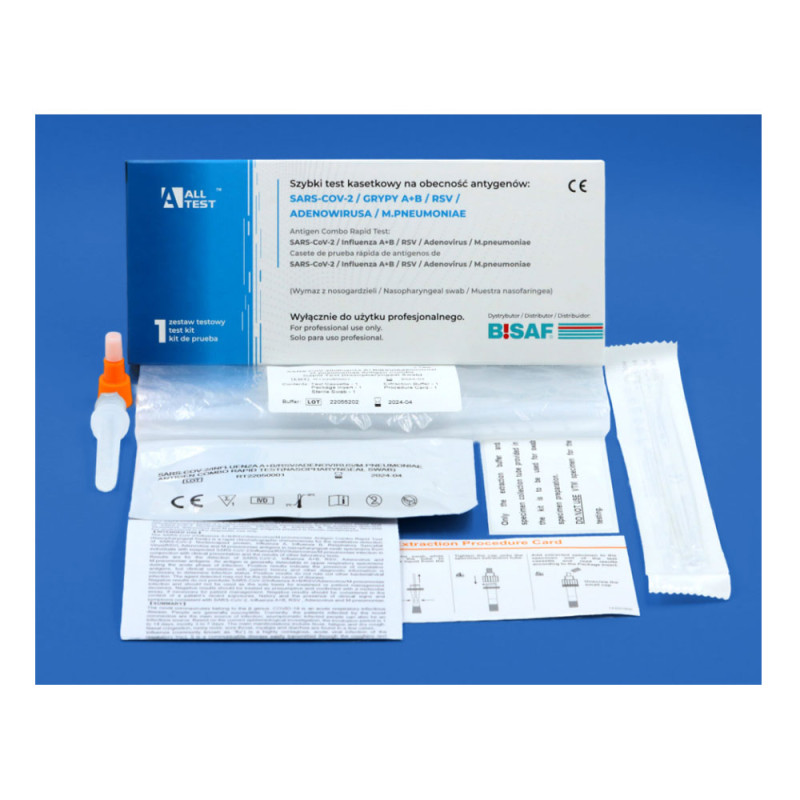 Combo test 6w1 na RSV / grypa A / grypa B / SARS-COV / Adenowirus / Mycoplasma Pneumoniae 1szt
