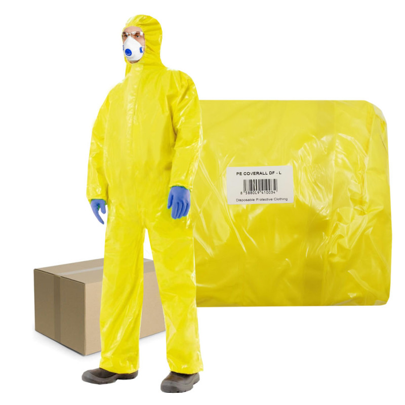 Kombinezon ochronny przeciwchemiczny M żółty PE Coverall DF 3000 typ 3 4 5 6 25szt
