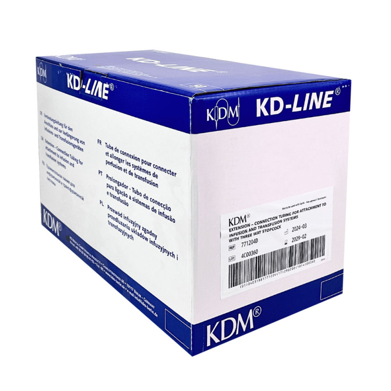 Kranik trójdrożny z przedłużaczem 7cm KD-LINE luer lock średnica 3mm 50szt