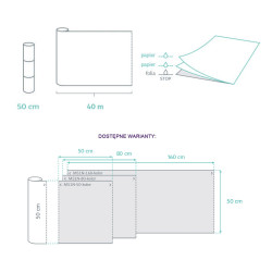 Podkład higieniczny na rolce 50cm x 80cm biały podfoliowany 54g MedixPro 50szt