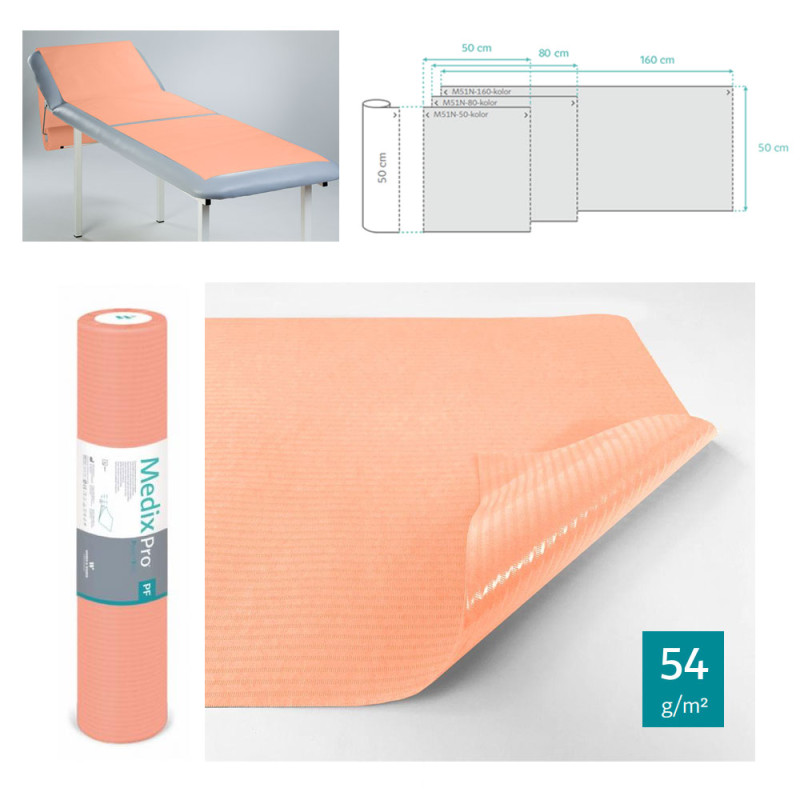 Podkład higieniczny na rolce 60cm x 50cm morelowy podfoliowany 54g MedixPro 80szt