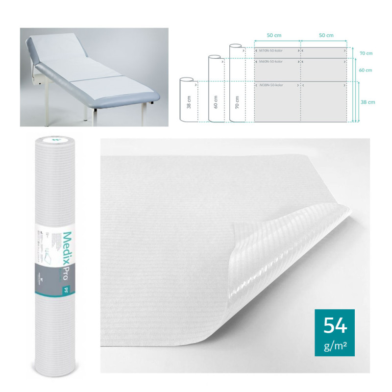 Podkład higieniczny na rolce 70cm x 50cm biały podfoliowany 54g MedixPro 80szt