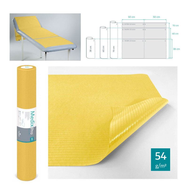 Podkład higieniczny na rolce 70cm x 50cm żółty podfoliowany 54g MedixPro 80szt