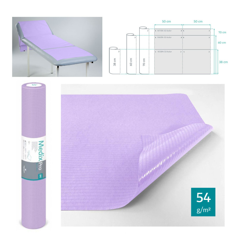 Podkład higieniczny na rolce 70cm x 50cm fioletowy podfoliowany 54g MedixPro 80szt
