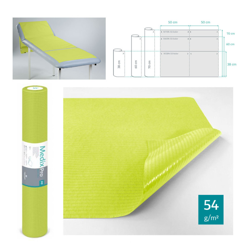 Podkład higieniczny na rolce 70cm x 50cm limonkowy podfoliowany 54g MedixPro 80szt