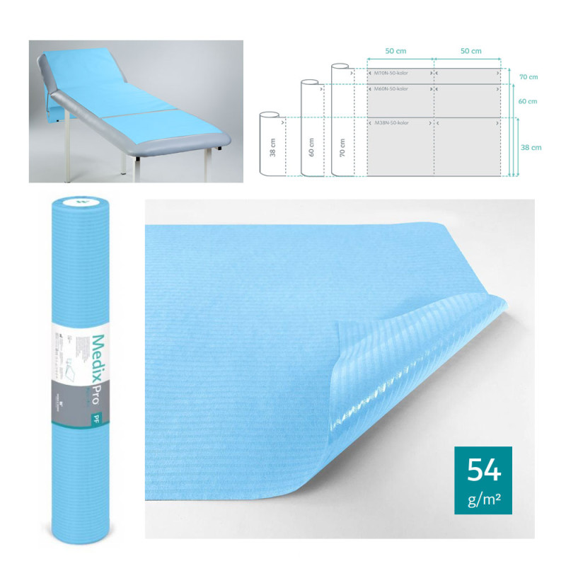 Podkład higieniczny na rolce 70cm x 50cm niebieski podfoliowany 54g MedixPro 80szt