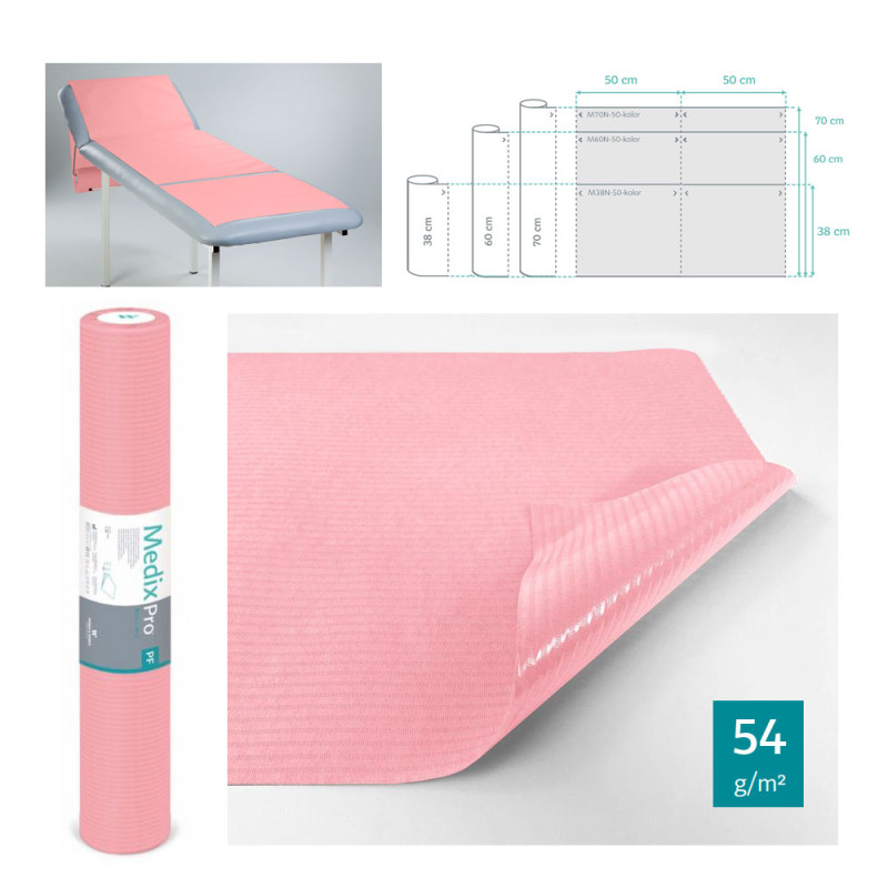 Podkład higieniczny na rolce 70cm x 50cm różowy podfoliowany 54g MedixPro 80szt