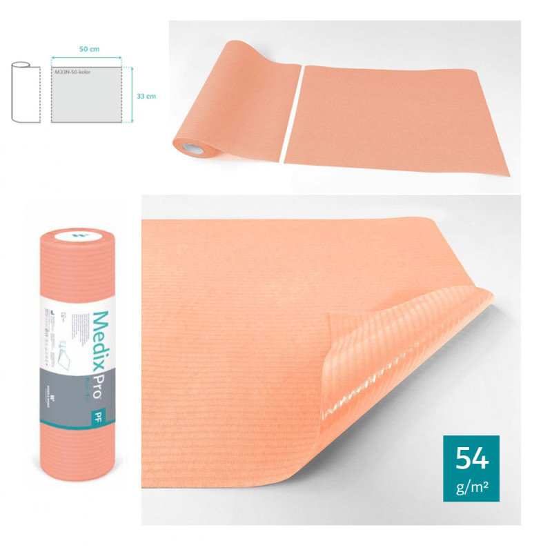 Podkład higieniczny na rolce 33cm x 50cm morelowy podfoliowany 54g MedixPro 50szt