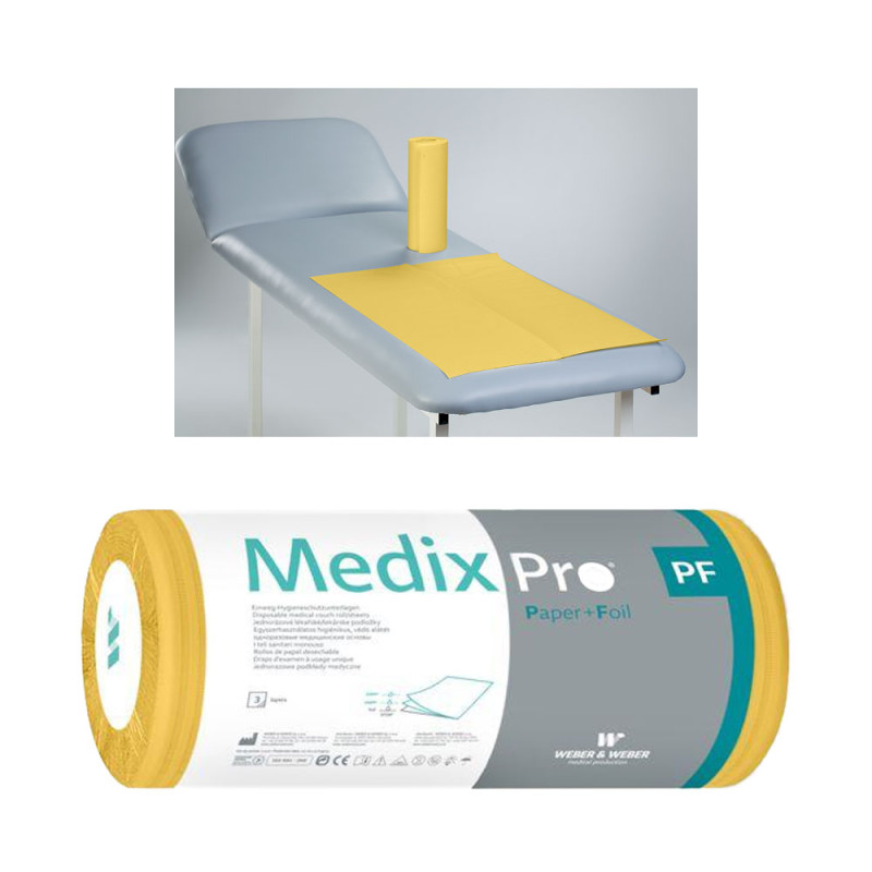 Podkład higieniczny na rolce 50cm x 50cm żółty podfoliowany 54g MedixPro 40szt