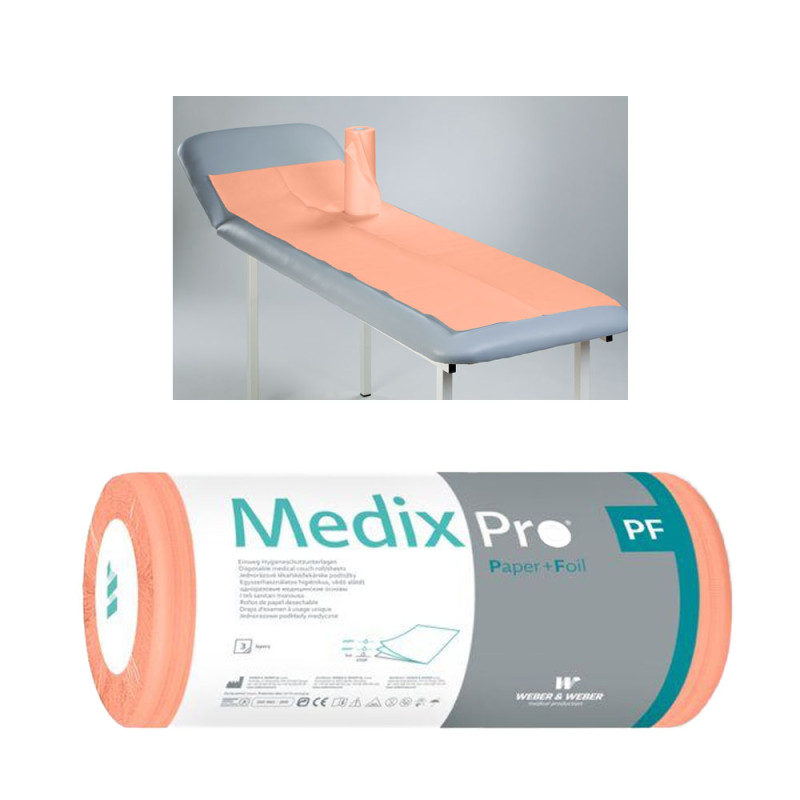 Podkład higieniczny na rolce 50cm x 160cm morelowy podfoliowany 54g MedixPro 12szt