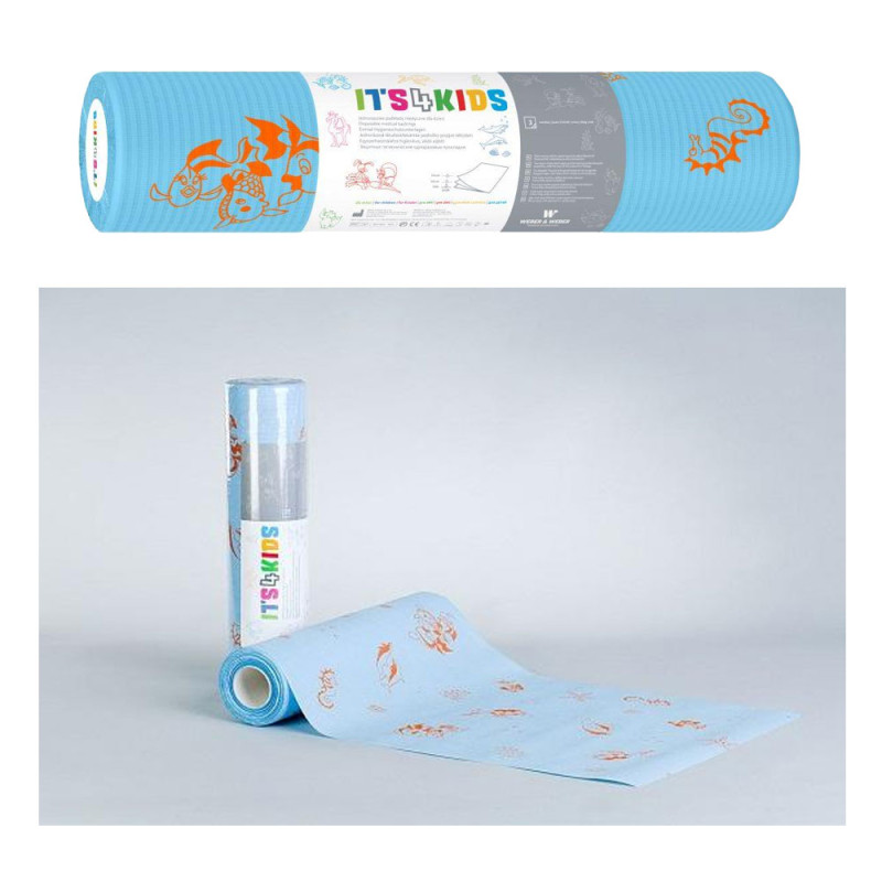Podkład dla dzieci na rolce 33cm x 50cm niebieski podfoliowany 54g Its4kids 600szt