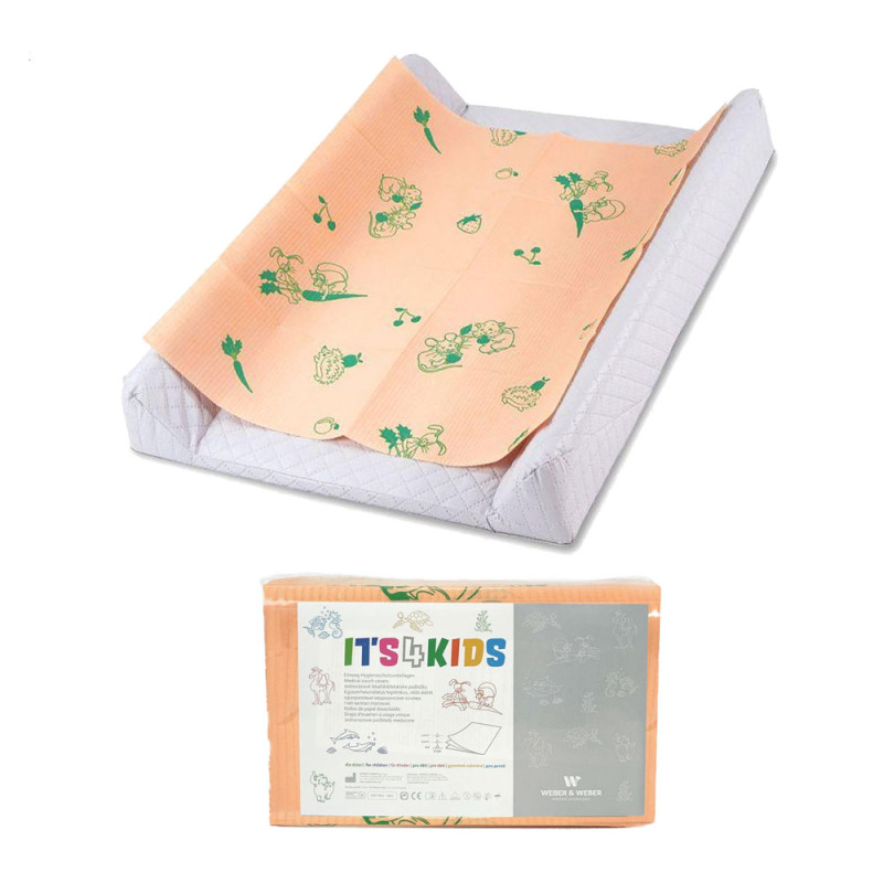 Podkład na przewijak dla niemowląt 50cm x 60cm morelowy podfoliowany 54g Its4kids 400szt
