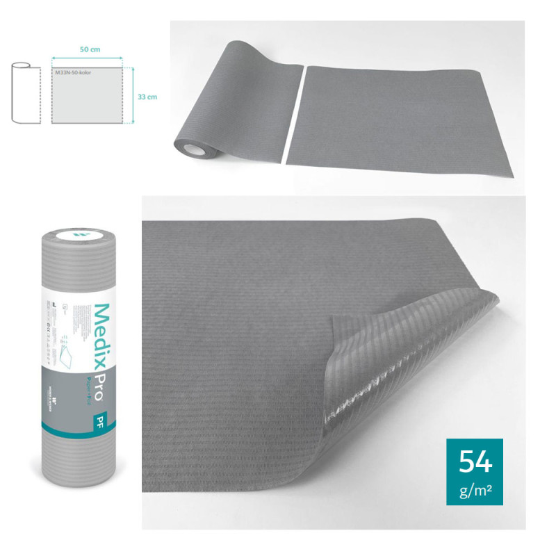 Podkład higieniczny na rolce 33cm x 50cm szary podfoliowany 54g MedixPro 600szt