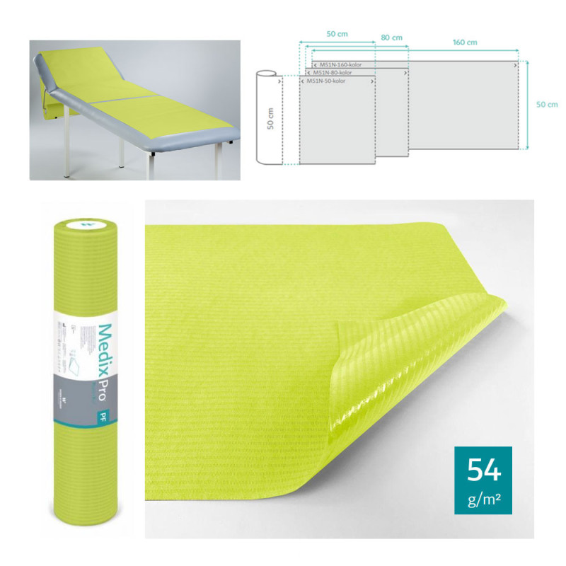 Podkład higieniczny na rolce 50cm x 80cm limonkowy podfoliowany 54g MedixPro 300szt