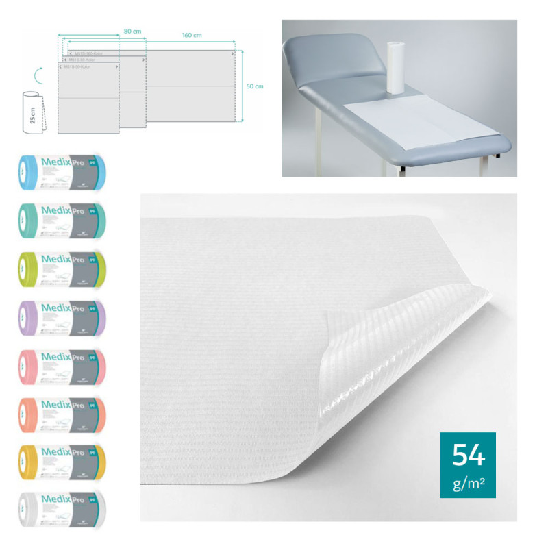 Podkład higieniczny na rolce 50cm x 50cm biały podfoliowany 54g MedixPro 360szt