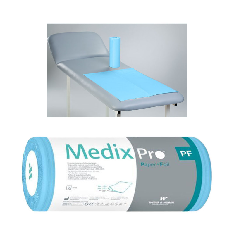 Podkład higieniczny na rolce 50cm x 50cm niebieski podfoliowany 54g MedixPro 360szt