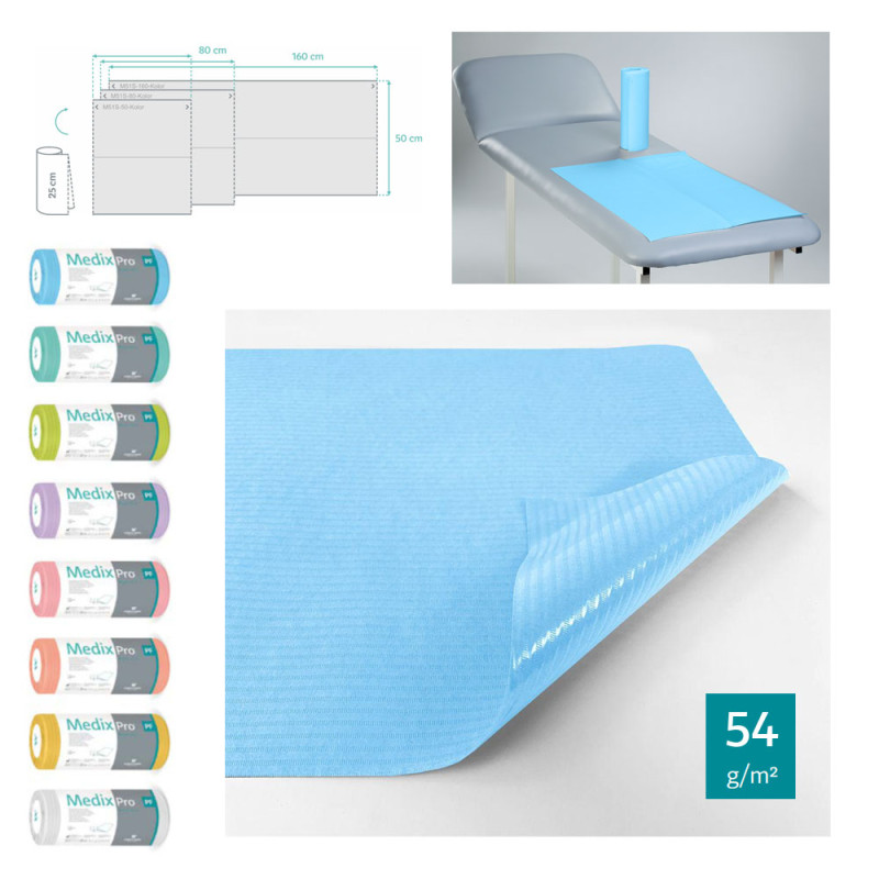 Podkład higieniczny na rolce 50cm x 50cm niebieski podfoliowany 54g MedixPro 360szt
