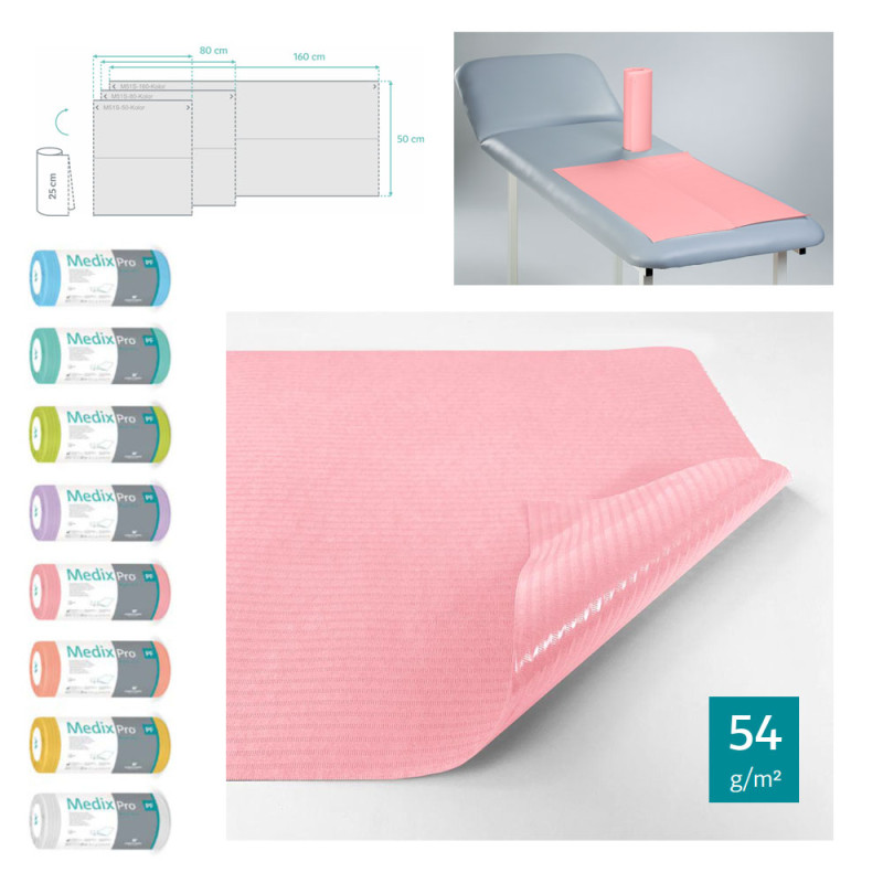 Podkład higieniczny na rolce 50cm x 50cm różowy podfoliowany 54g MedixPro 360szt