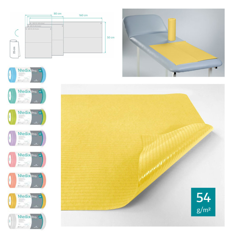Podkład higieniczny na rolce 50cm x 50cm żółty podfoliowany 54g MedixPro 360szt