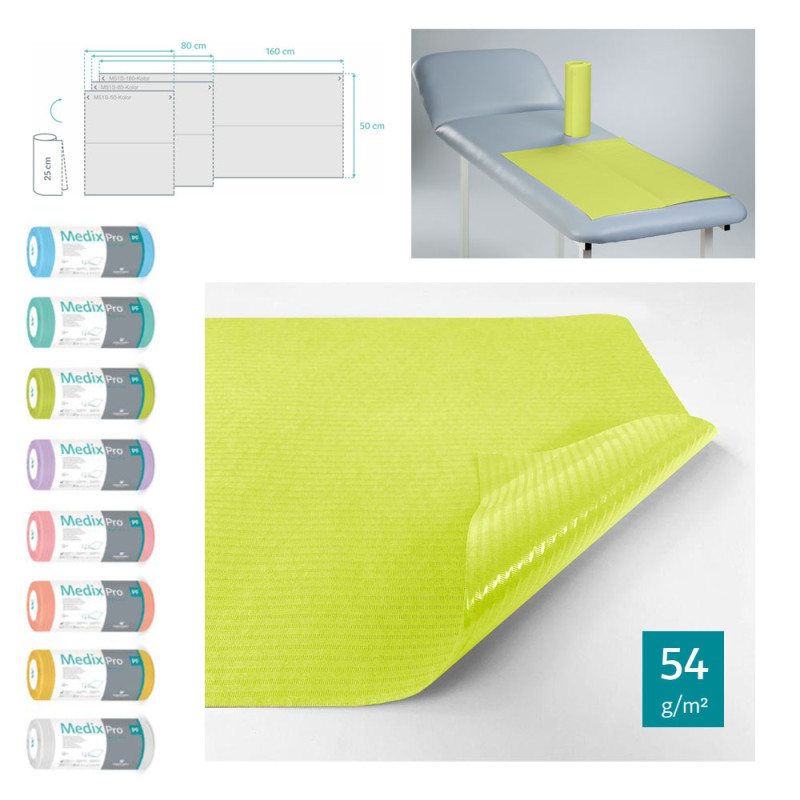 Podkład higieniczny na rolce 50cm x 80cm limonkowy podfoliowany 54g MedixPro 225szt