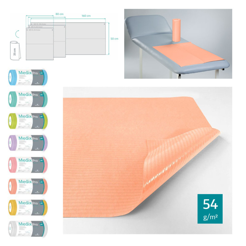 Podkład higieniczny na rolce 50cm x 80cm morelowy podfoliowany 54g MedixPro 225szt