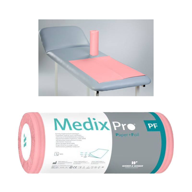 Podkład higieniczny na rolce 50cm x 80cm różowy podfoliowany 54g MedixPro 225szt