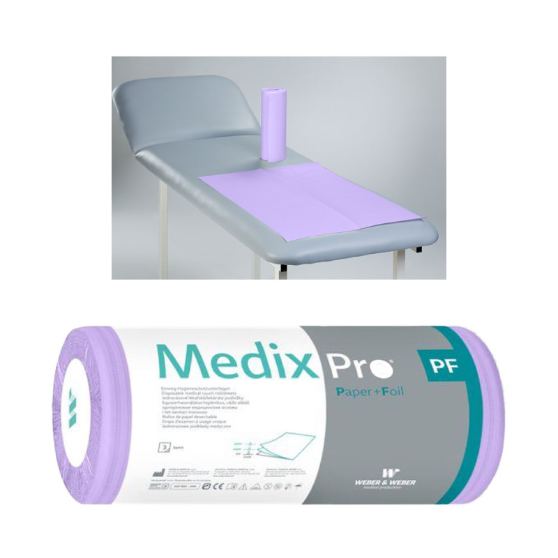 Podkład higieniczny na rolce 50cm x 80cm fioletowy podfoliowany 54g MedixPro 225szt