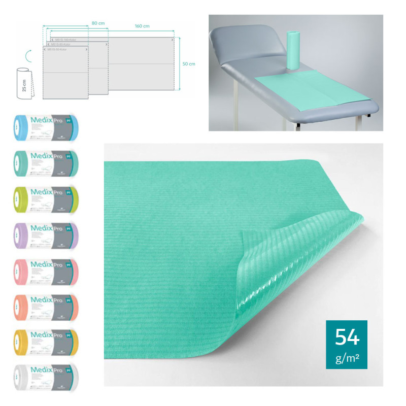 Podkład higieniczny na rolce 50cm x 80cm zielony podfoliowany 54g MedixPro 225szt