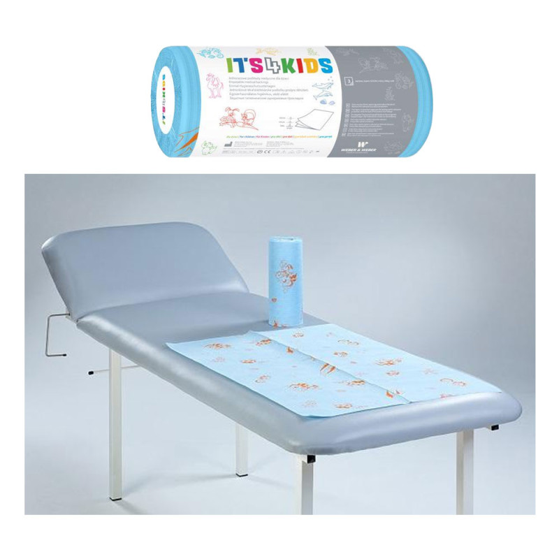 Podkład dla dzieci na rolce 50cm x 80cm niebieski podfoliowany 54g Its4kids 225szt