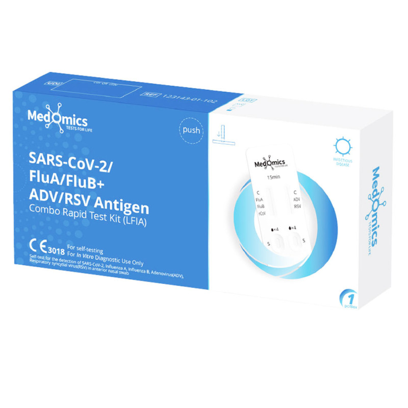 Test combo dla dzieci 5w1 na RSV / grypa A / grypa B / SARS-COV / Adenowirus 1szt