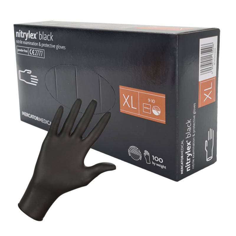 Rękawiczki nitrylowe XL czarne Mercator Nitrylex Black 100sztuk