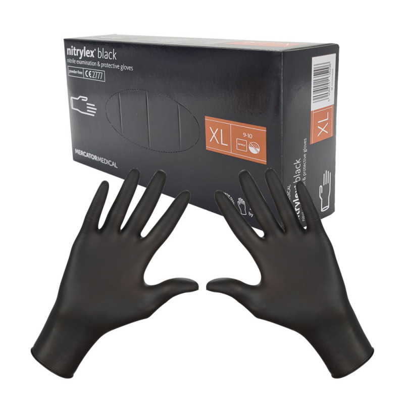Rękawiczki nitrylowe XL czarne Mercator Nitrylex Black 100sztuk