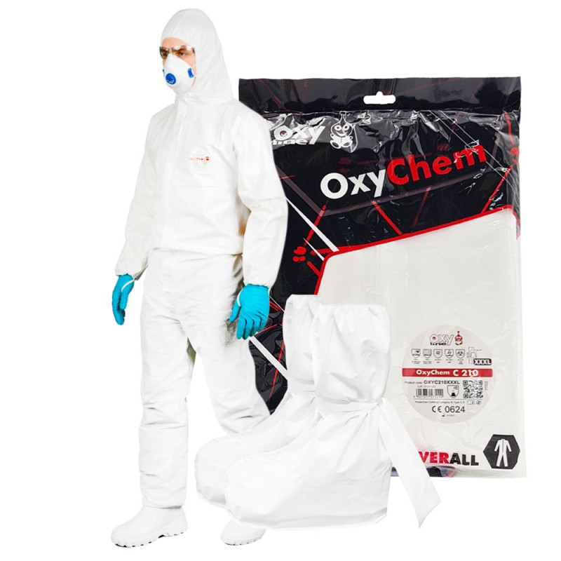 Kombinezon ochronny lakierniczy XXXL OxyChem C210 + ochraniacze na buty wysokie