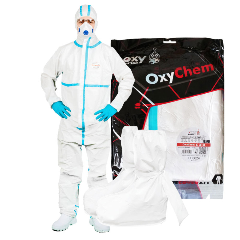 Kombinezon ochronny przeciwchemiczny XL OxyChem C310 + ochraniacze na buty wysokie