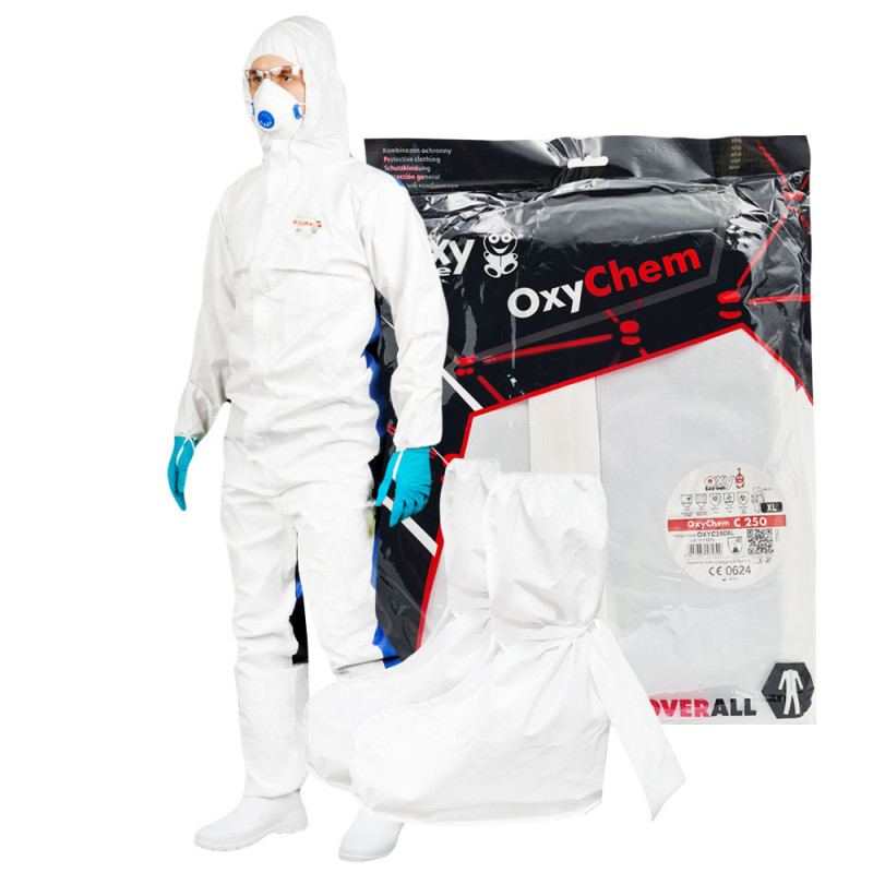 Kombinezon ochronny lakierniczy XL OxyChem C250 + ochraniacze na buty wysokie