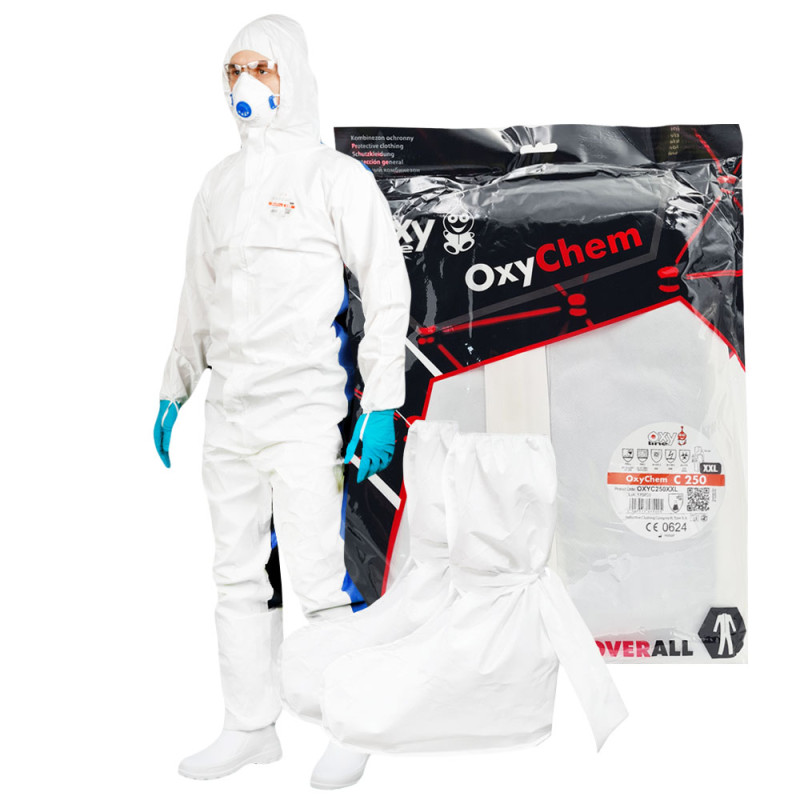 Kombinezon ochronny lakierniczy XXL OxyChem C250 + ochraniacze na buty wysokie