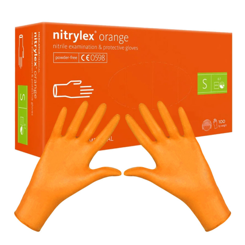 Rękawiczki nitrylowe S pomarańczowe Mercator Nitrylex Orange 100sztuk