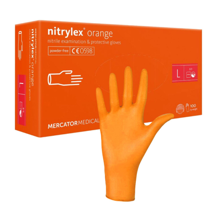 Rękawiczki nitrylowe L pomarańczowe Mercator Nitrylex Orange 100sztuk