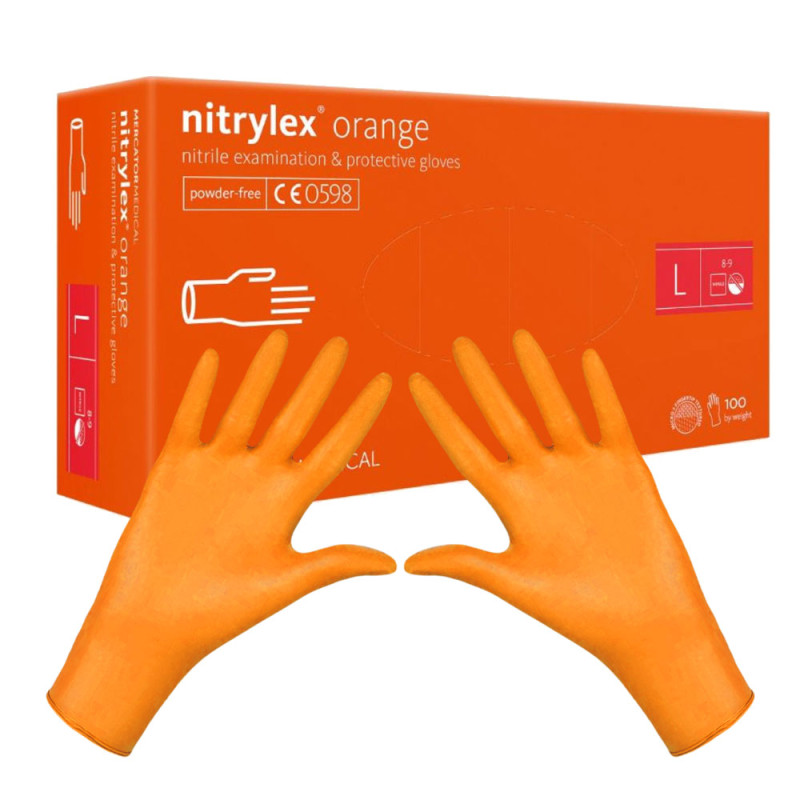 Rękawiczki nitrylowe L pomarańczowe Mercator Nitrylex Orange 100sztuk