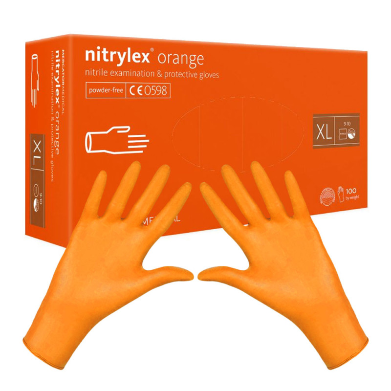 Rękawiczki nitrylowe XL pomarańczowe Mercator Nitrylex Orange 100sztuk