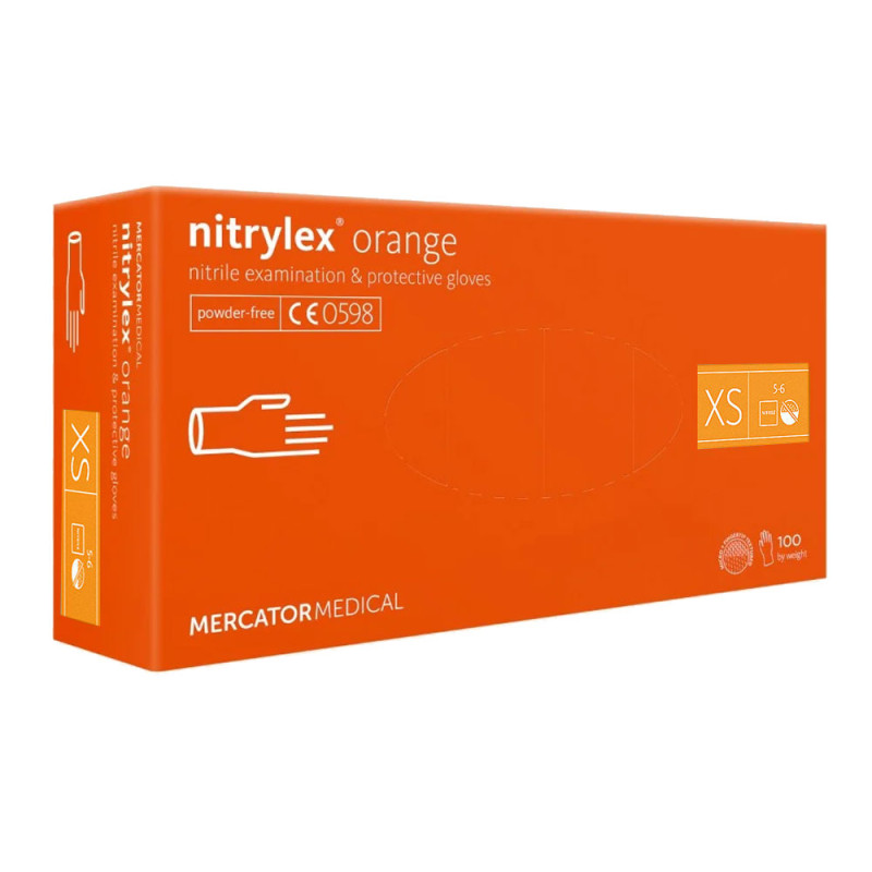 Rękawiczki nitrylowe XS pomarańczowe Mercator Nitrylex Orange 100sztuk