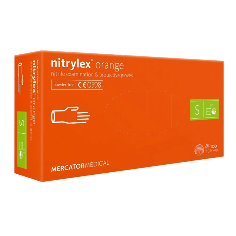 Rękawiczki nitrylowe S pomarańczowe Mercator Nitrylex Orange 100sztuk karton 10op